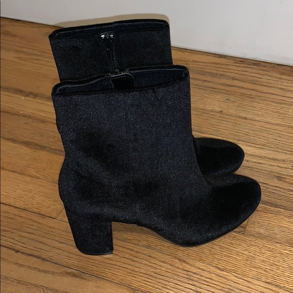Black velvet booties